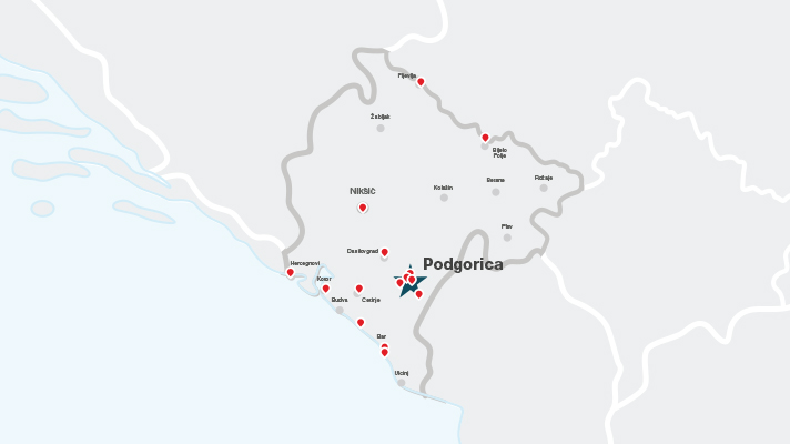 Petrol locations in Montenegro